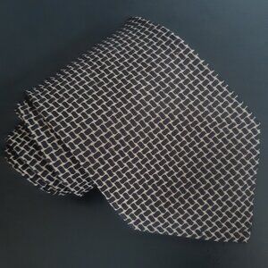 Emporio Armani Silk Men's Tie, White with Black Pattern